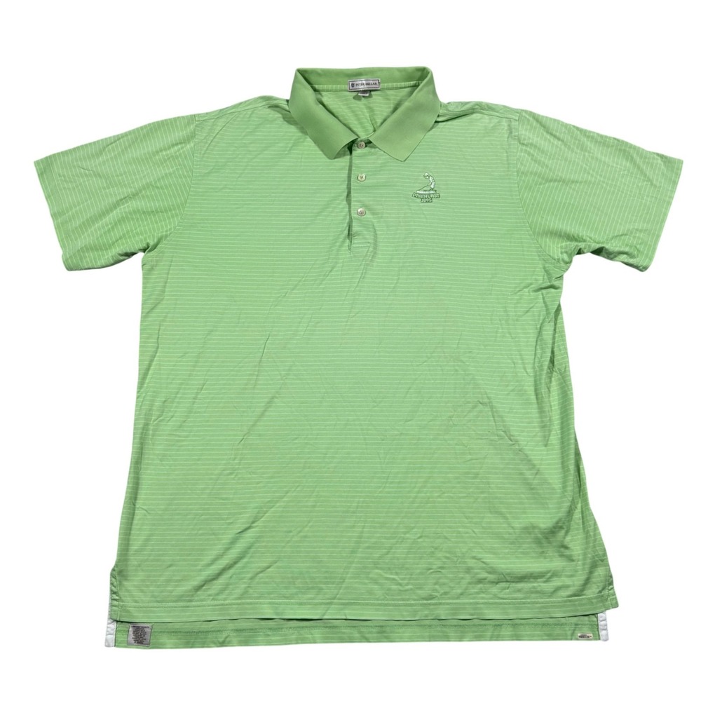 Peter Millar Polo Shirt Mens XXL Green Pinehurst 1895 Putter Boy Striped Cotton